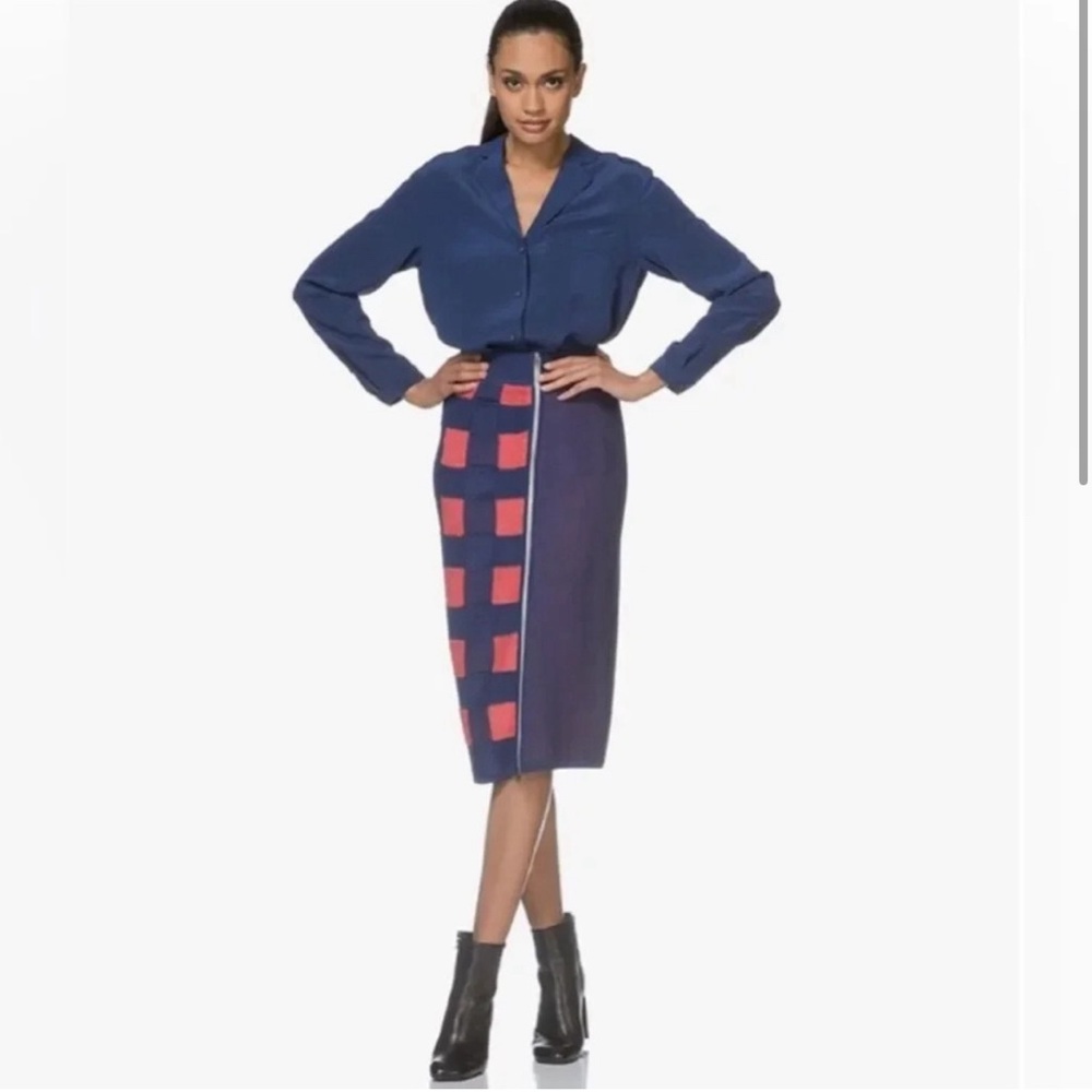 rag & bone Ridley Blue/Pink Checkered Skirt. - Picture 2 of 11
